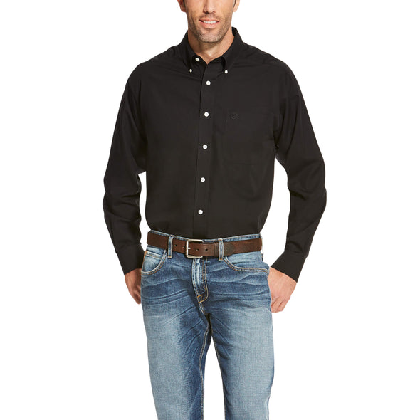 Camisa Ariat Lisa Negro Libre De Arrugas Corte Clásico