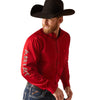 Camisa Ariat Team Logo Twill Cranberry Corte Fitted