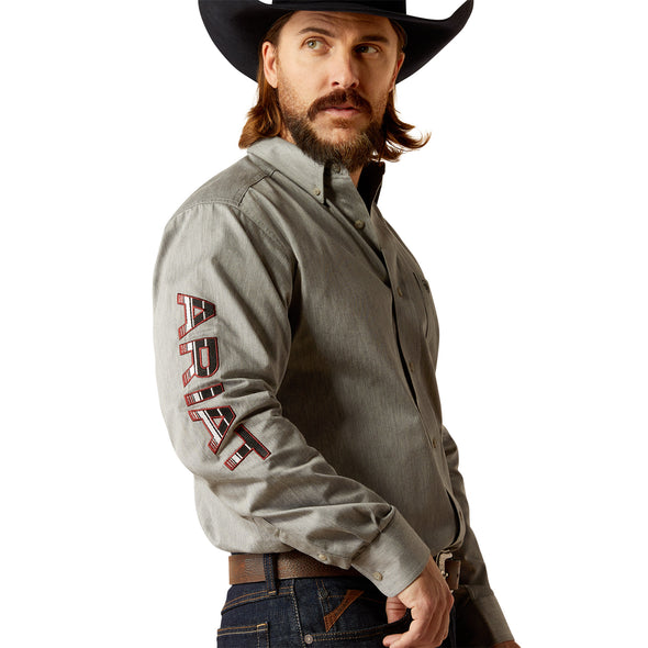 Camisa Ariat Team Logo Twill Gris Corte Clásico