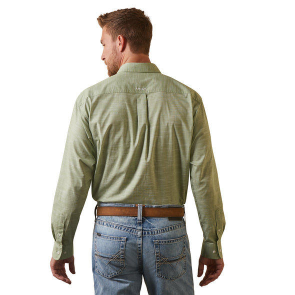 Camisa Ariat Solid Slub Verde Corte Clásico