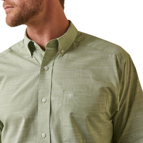 Camisa Ariat Solid Slub Verde Corte Clásico