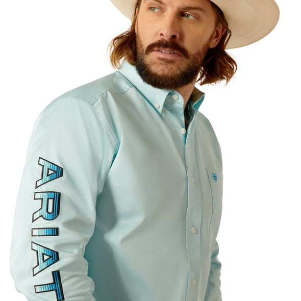 Camisa Ariat Team Logo Twill Azul Aqua Corte Fitted