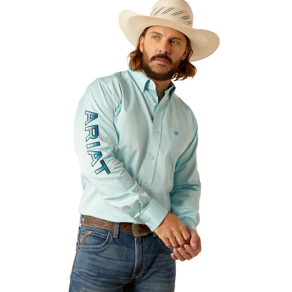 Camisa Ariat Team Logo Twill Azul Aqua Corte Fitted