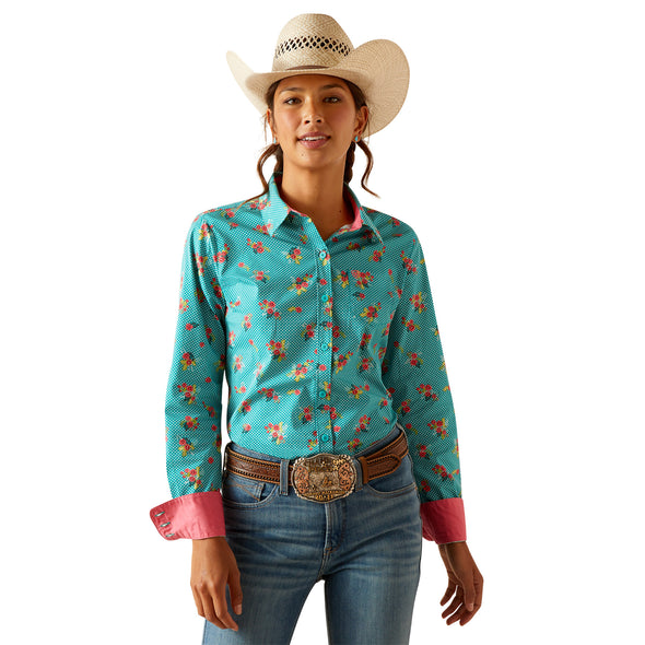 Camisa Ariat Libre De Arrugas Team Kirby Stretch Esmeralda